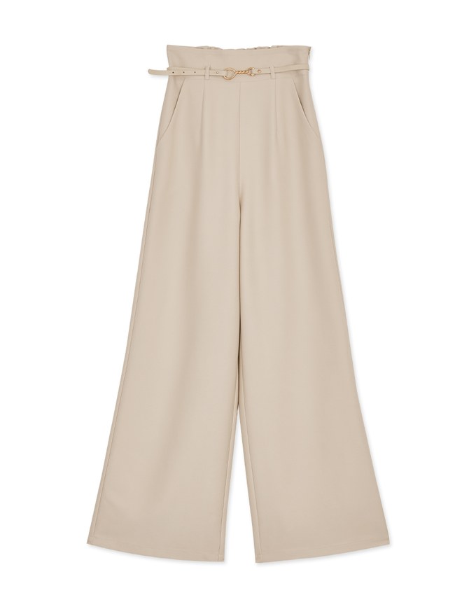 High Waisted Pleated Belted Wide Pants