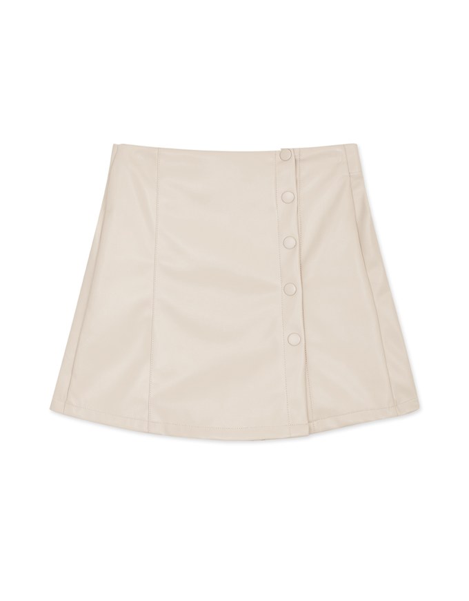 360° High Waisted Buttoned Faux Leather Skorts