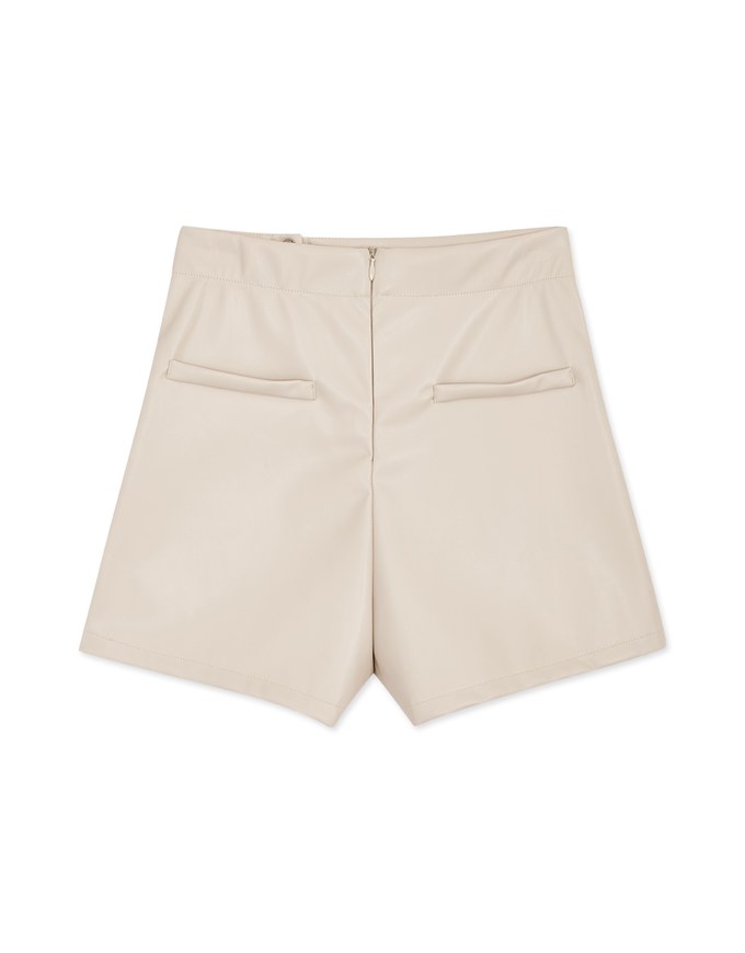 360° High Waisted Buttoned Faux Leather Skorts