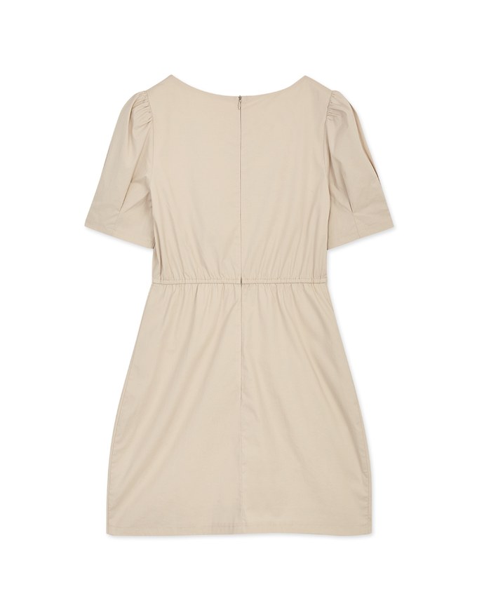 Square Neck Pleated Mini Dress