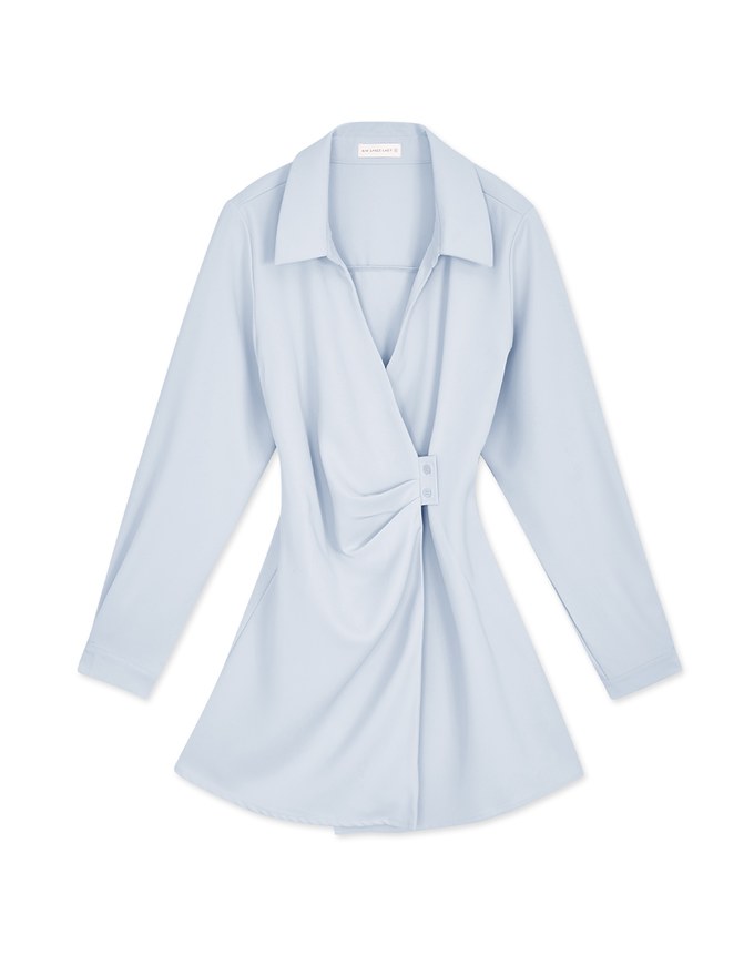 Elegant Side Button Shirt Mini Dress