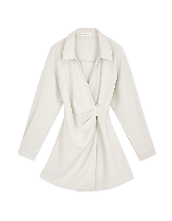 Elegant Side Button Shirt Mini Dress