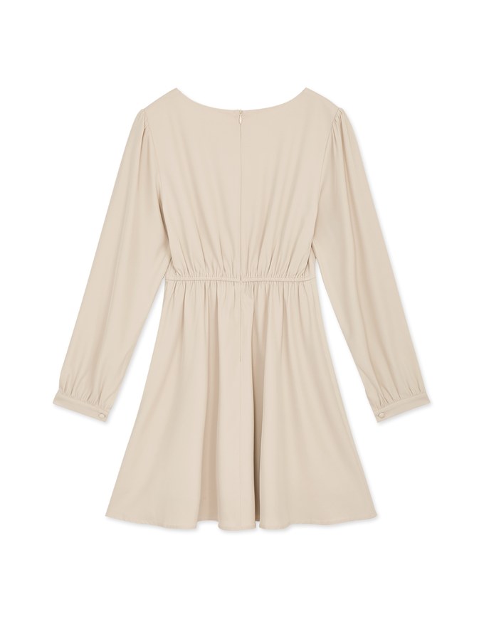 Square Neck Buttoned Mini Flare Dress
