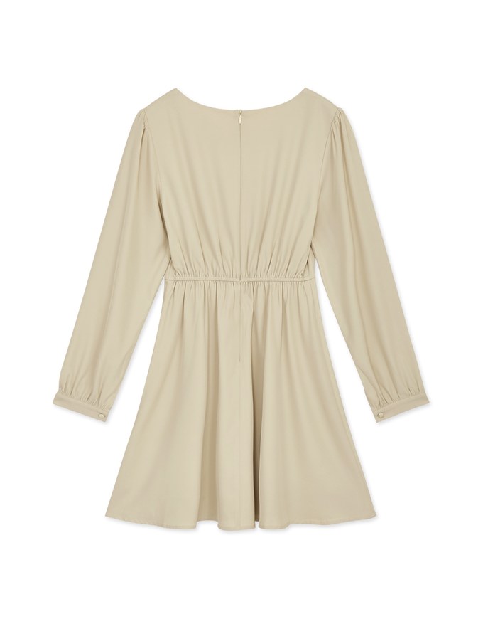 Square Neck Buttoned Mini Flare Dress