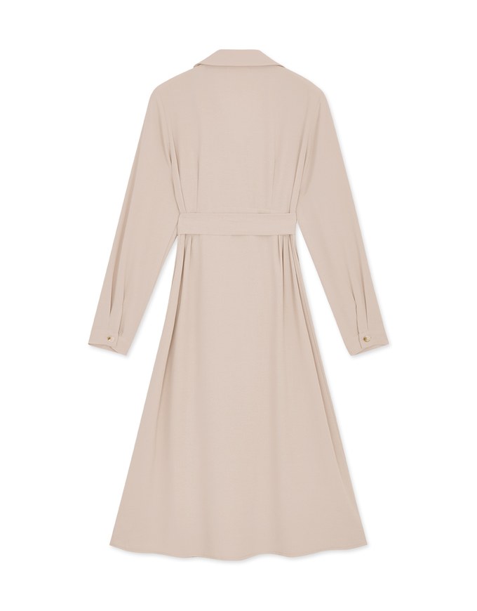 Modern Buttoned Trench Coat Belted Dress