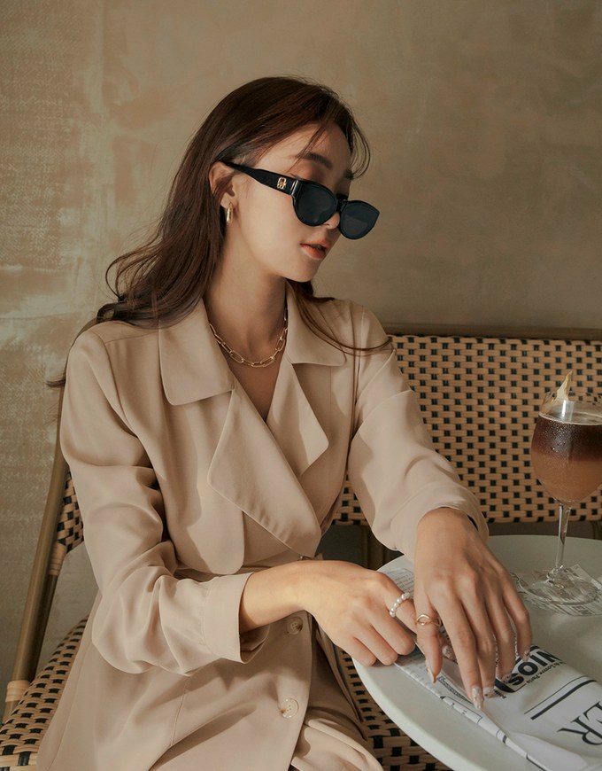 Modern Buttoned Trench Coat Belted Dress
