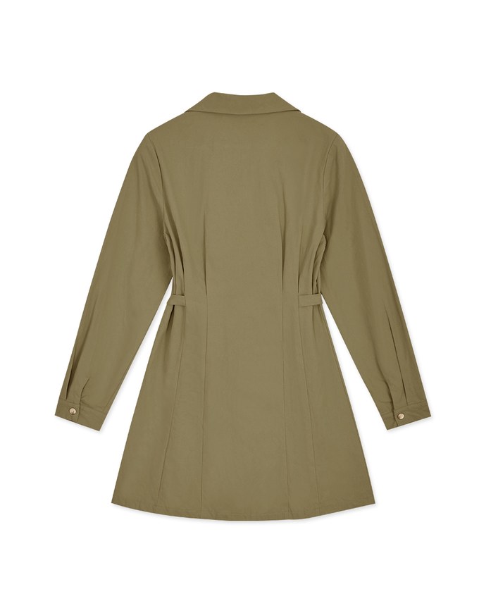 Button Down Pleated Shirt Mini Dress