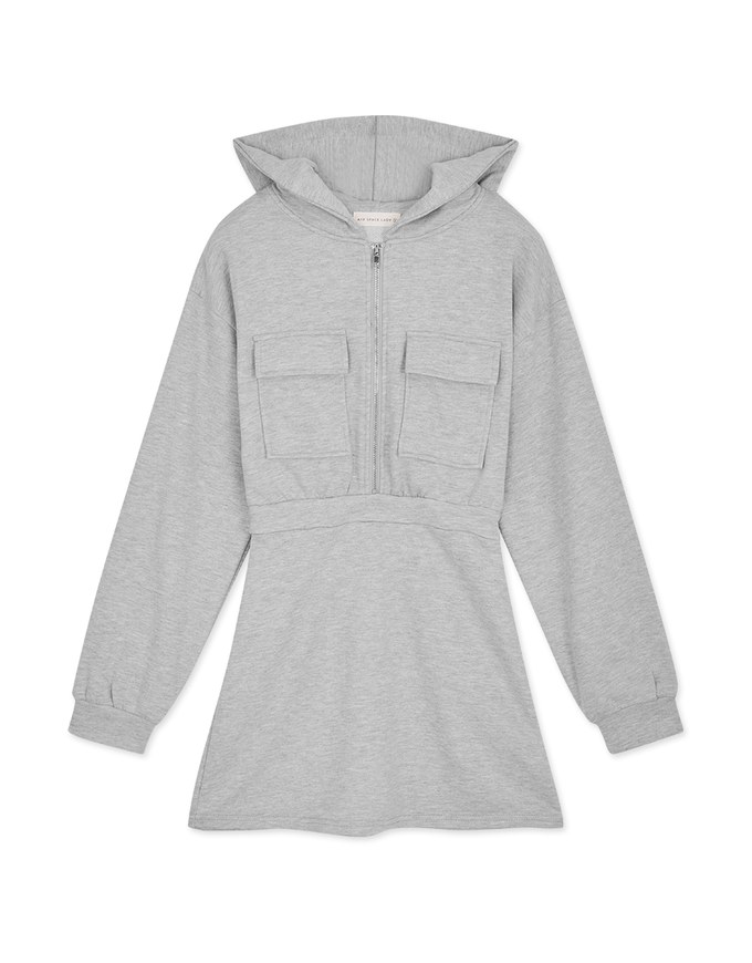 Preppy Zip Loose Hoodie Mini Dress