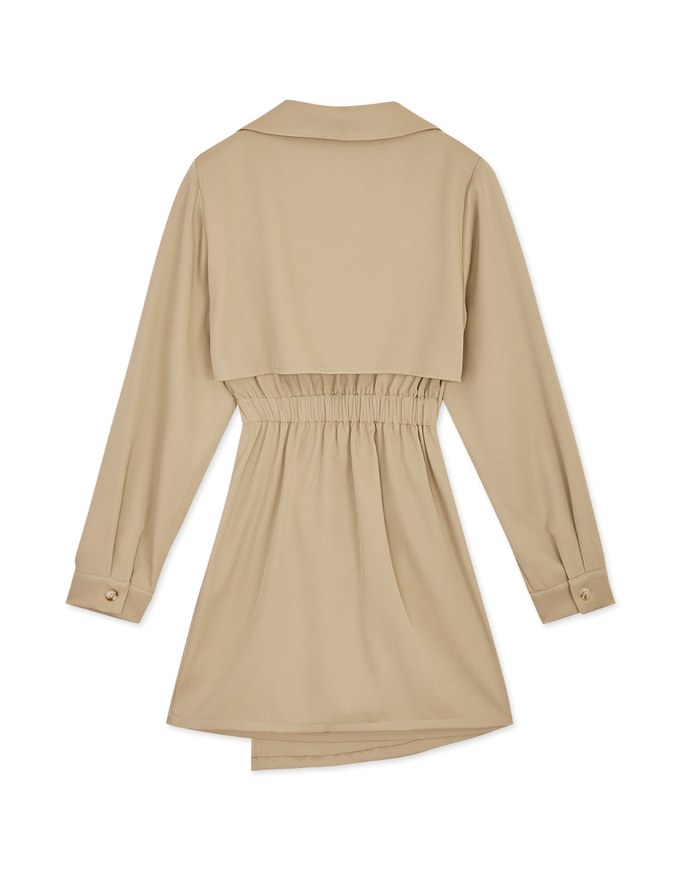 Trench Coat Fake Two Piece Hollow Mini Dress