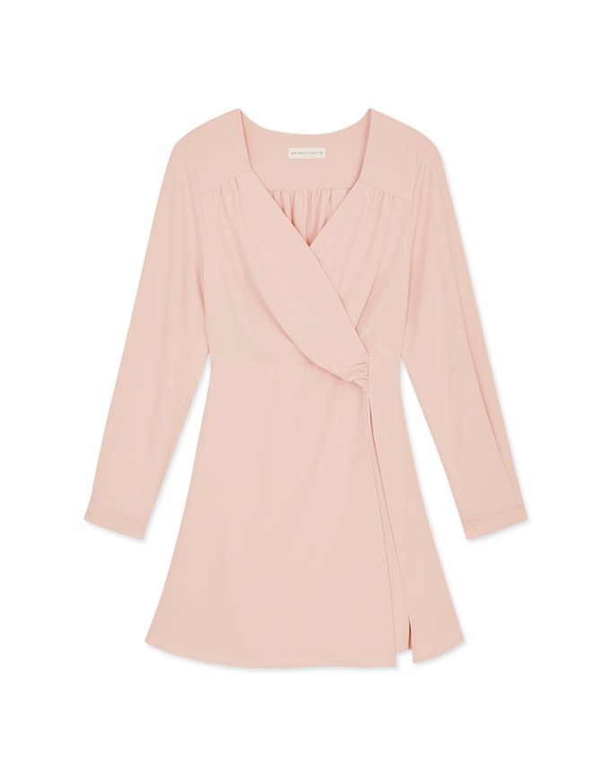 V Neck Overlap Flare Mini Dress