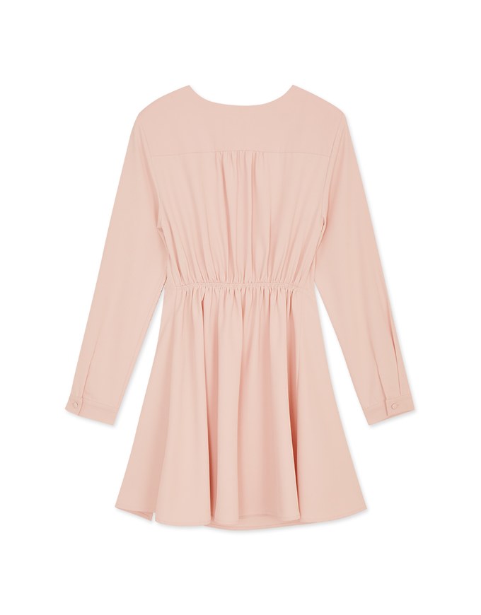 V Neck Overlap Flare Mini Dress