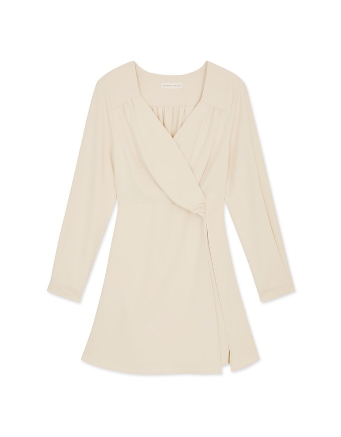 V Neck Overlap Flare Mini Dress
