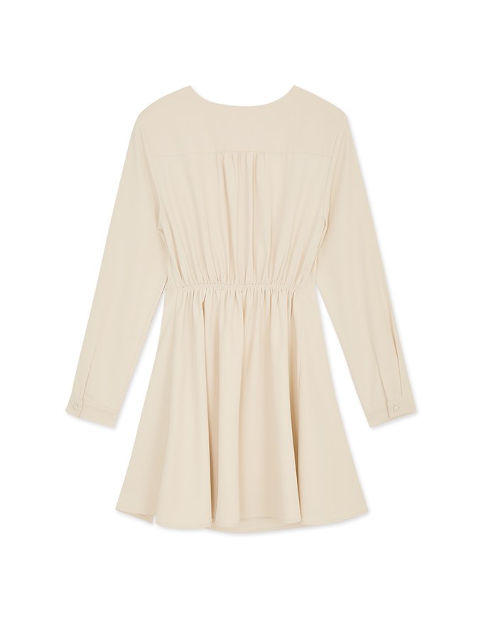 V Neck Overlap Flare Mini Dress