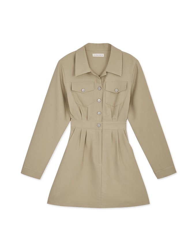 Edgy Chic Lapel Pleated Mini Dress