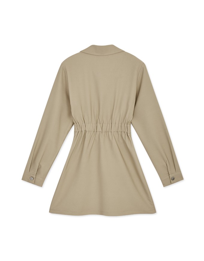 Edgy Chic Lapel Pleated Mini Dress