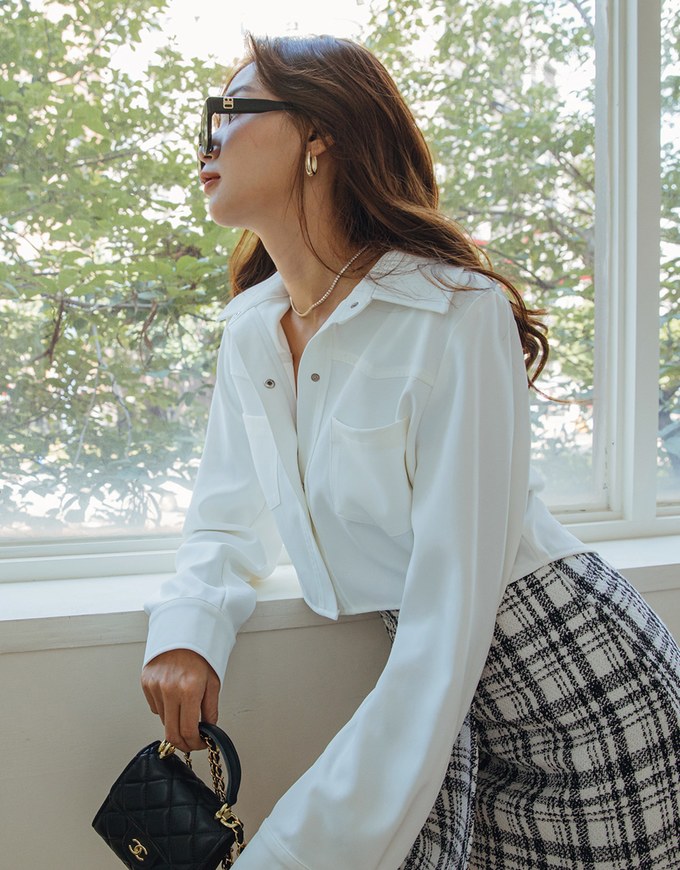 British Cropped Button-Down Blazer Jacket