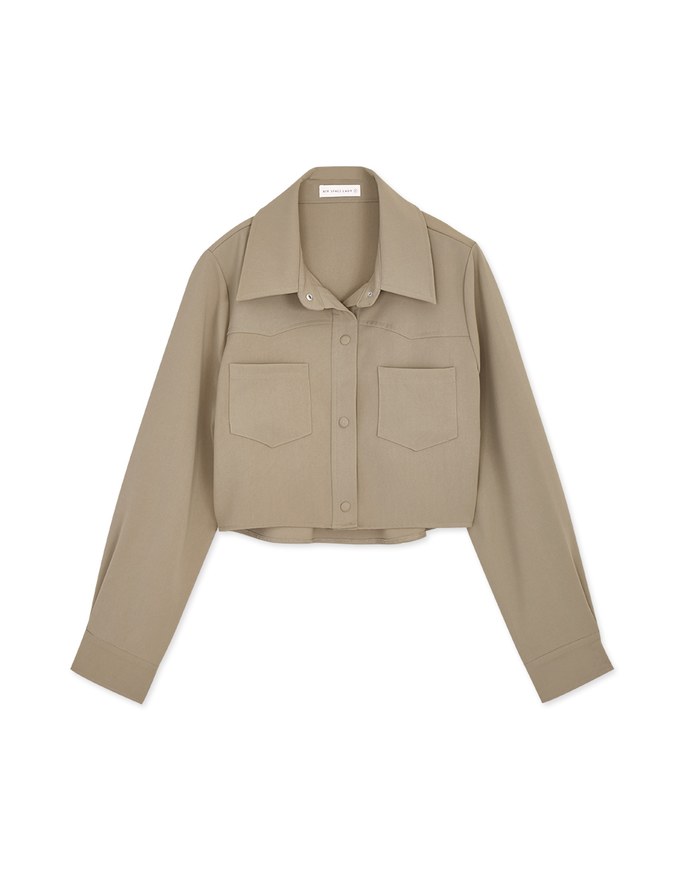 British Cropped Button-Down Blazer Jacket