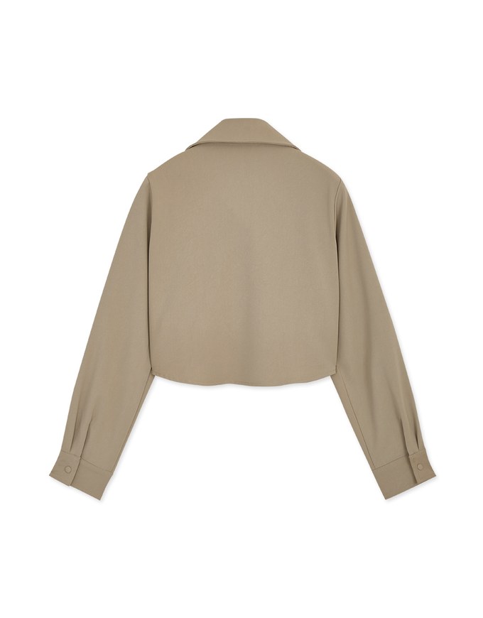 British Cropped Button-Down Blazer Jacket