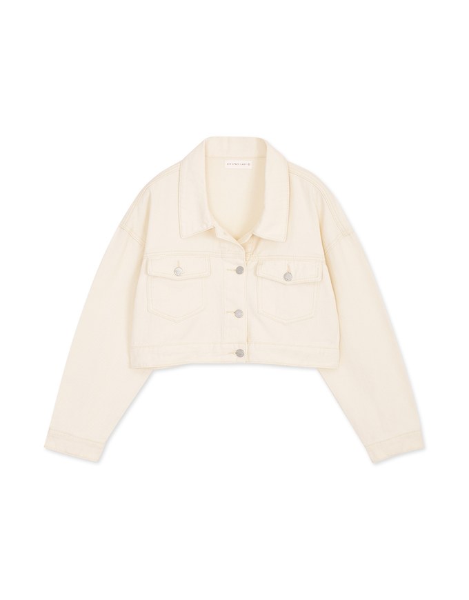 Button-Down Crop Denim Jeans Blazer Jacket