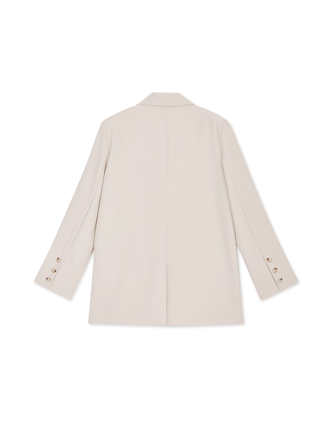 Textured Shoulder Padded Double Button Vented Blazer
