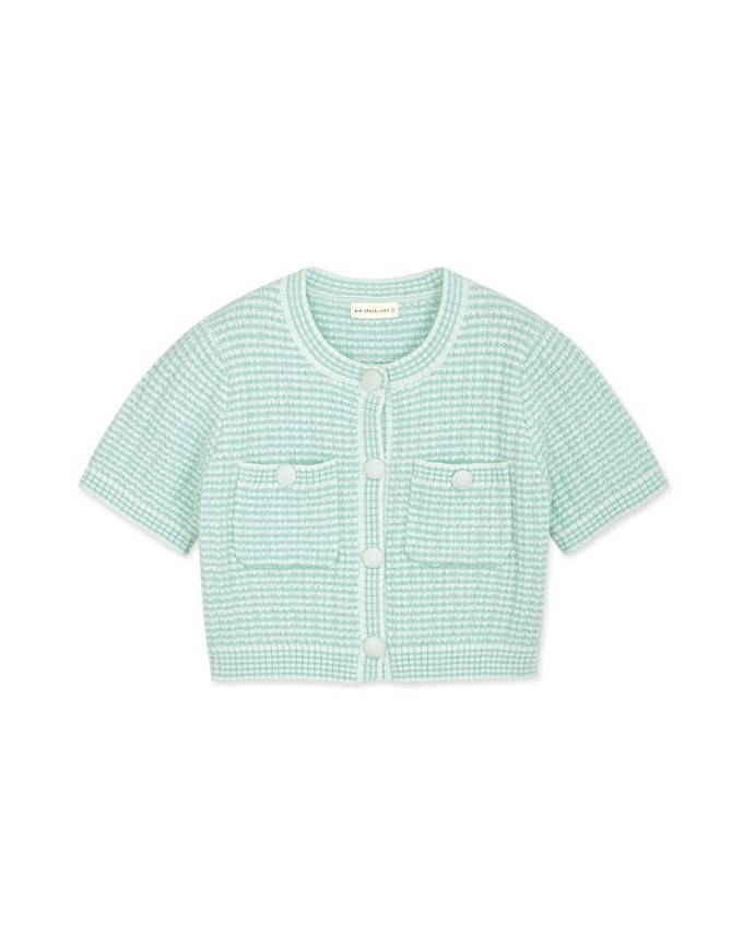 Tweed Style Buttoned Knit Crop Top