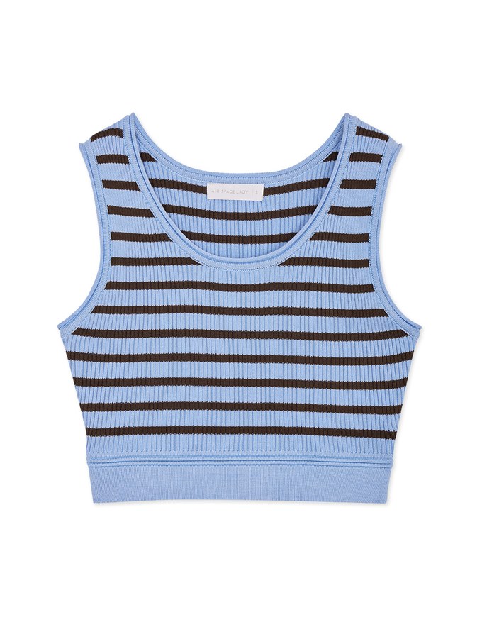 Color Striped Crop Knit Tank Top