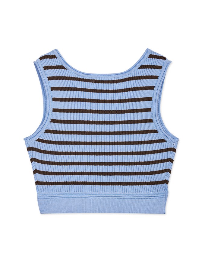 Color Striped Crop Knit Tank Top