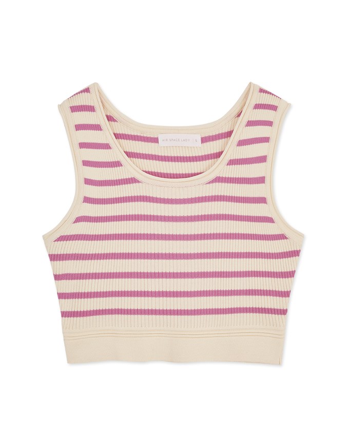 Color Striped Crop Knit Tank Top