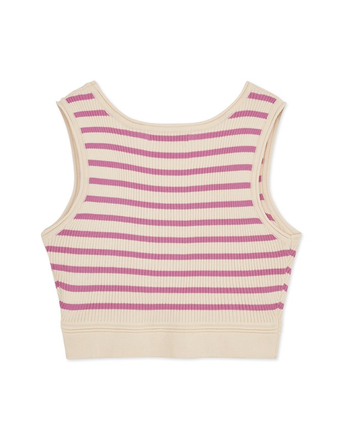 Color Striped Crop Knit Tank Top