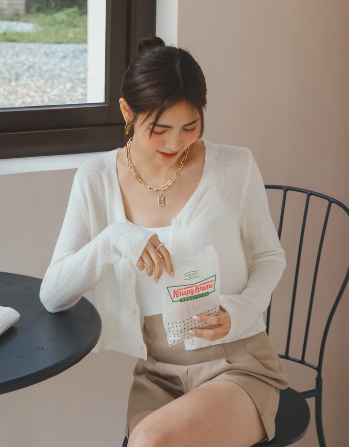 Gauze Buttoned Knit Top
