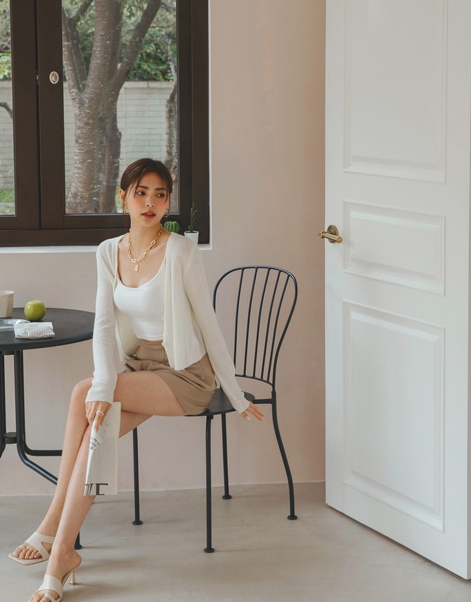 Gauze Buttoned Knit Top