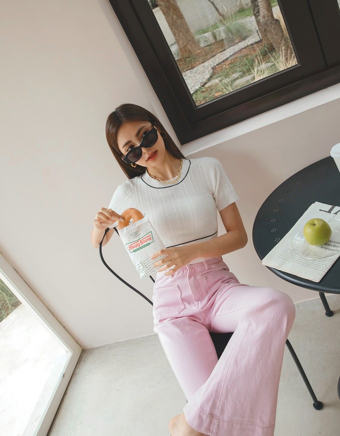 Simple Plain Textured Knit Top