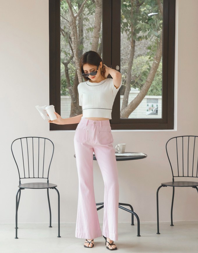 Simple Plain Textured Knit Top