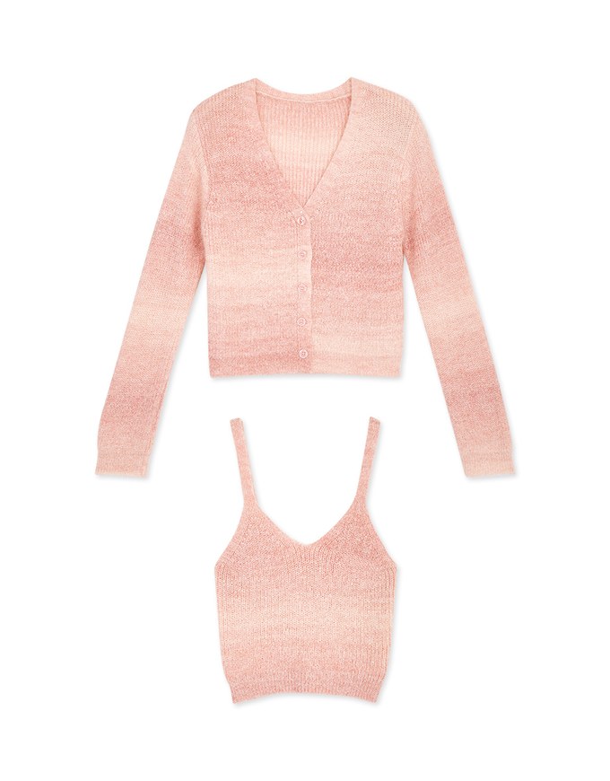 Ombré Buttoned Two Piece Knit Top