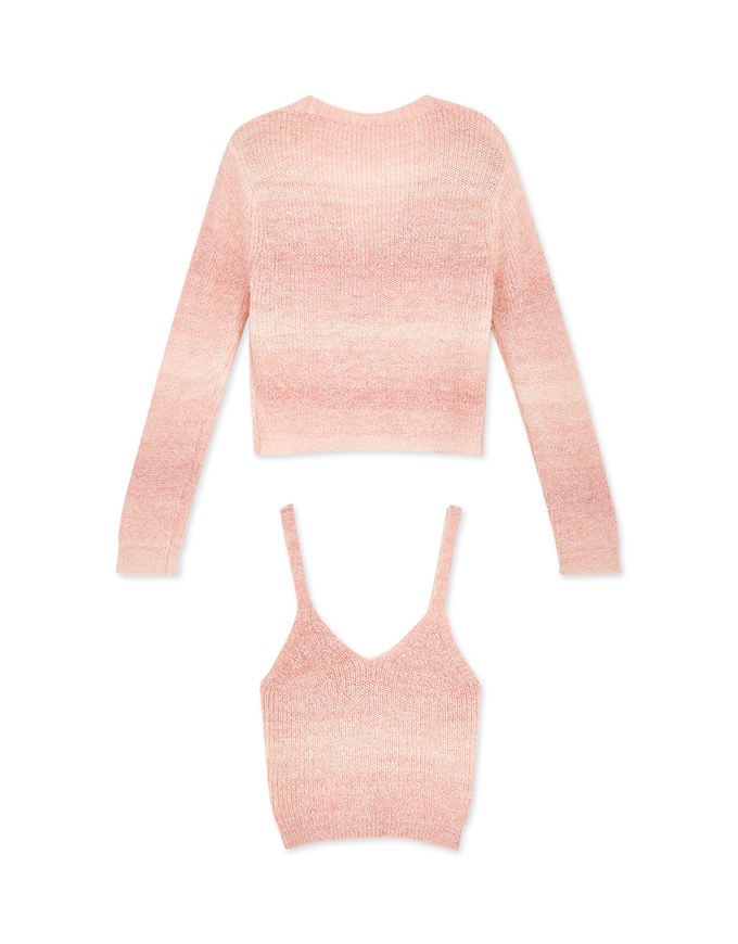 Ombré Buttoned Two Piece Knit Top