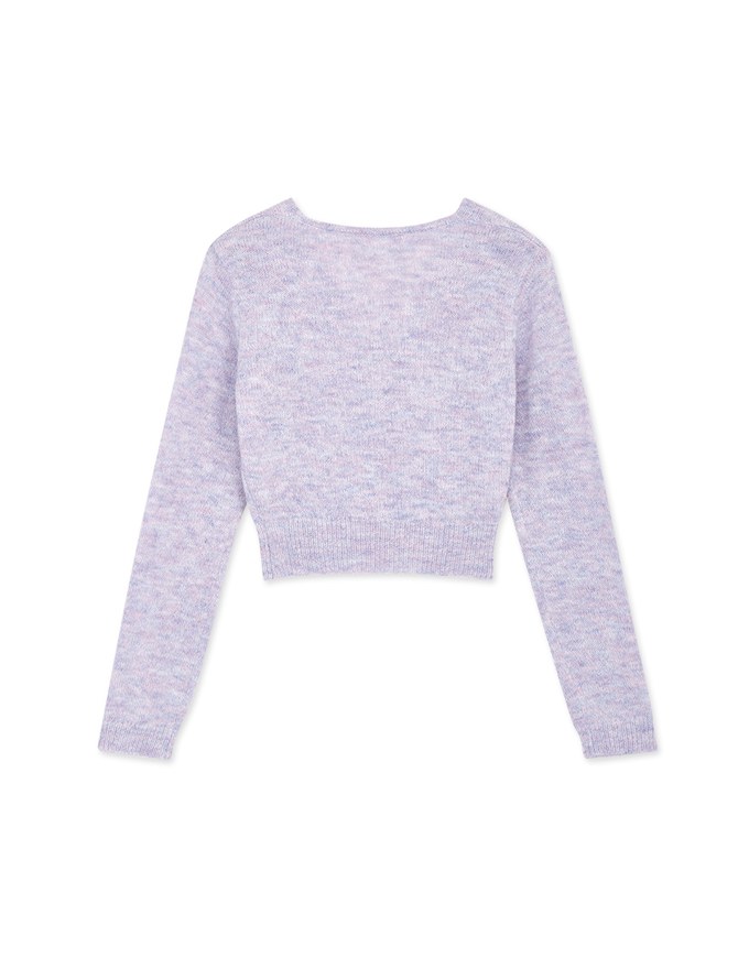 V Neck Buttoned Pastel Knit Top