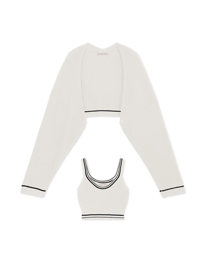 Colour Contrast Edge Two Piece Knit Top