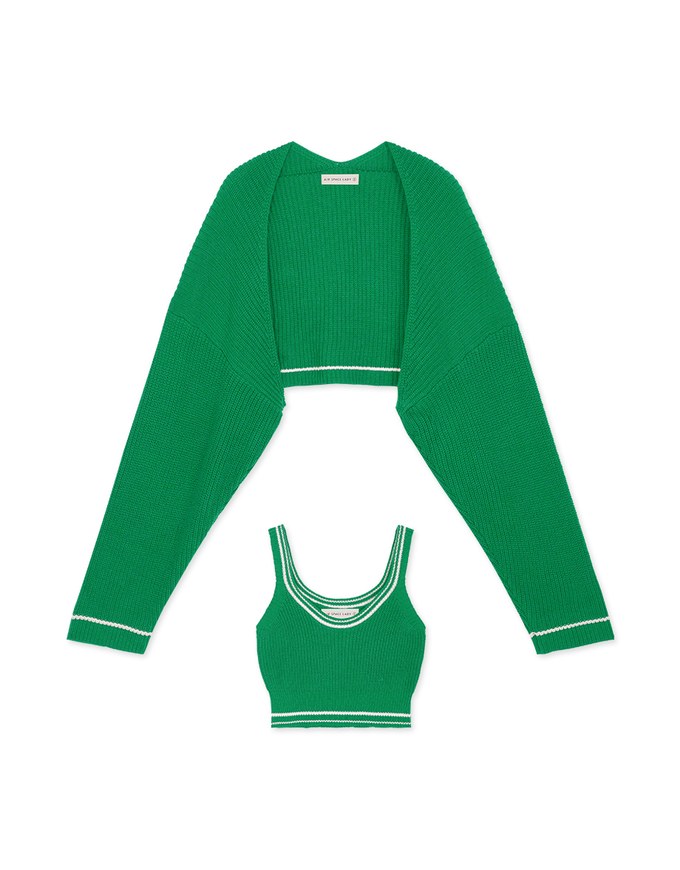 Colour Contrast Edge Two Piece Knit Top