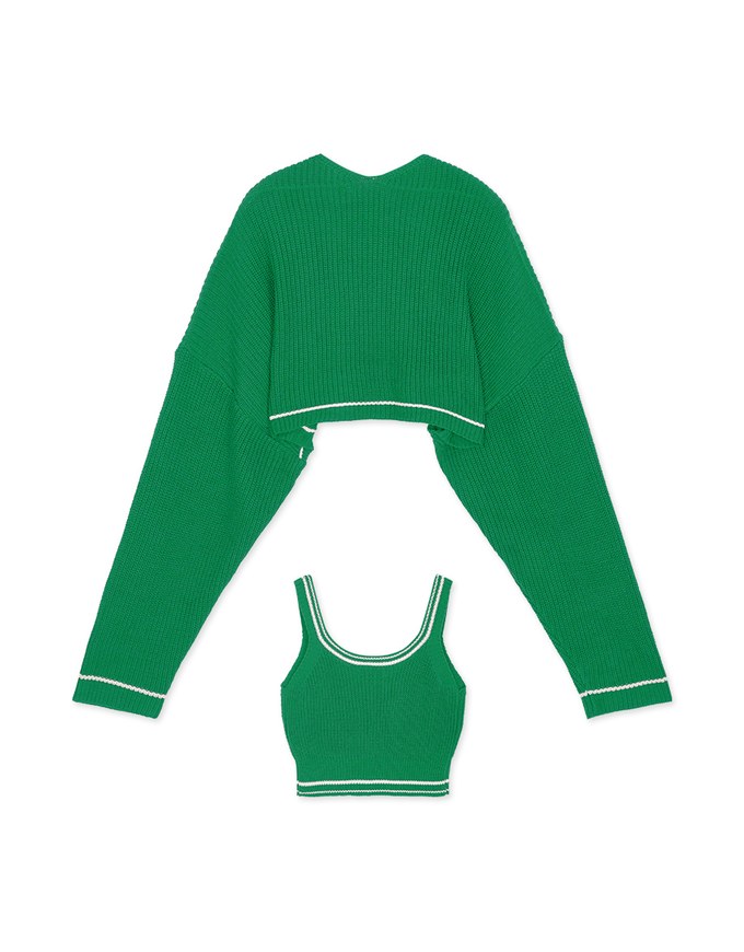 Colour Contrast Edge Two Piece Knit Top