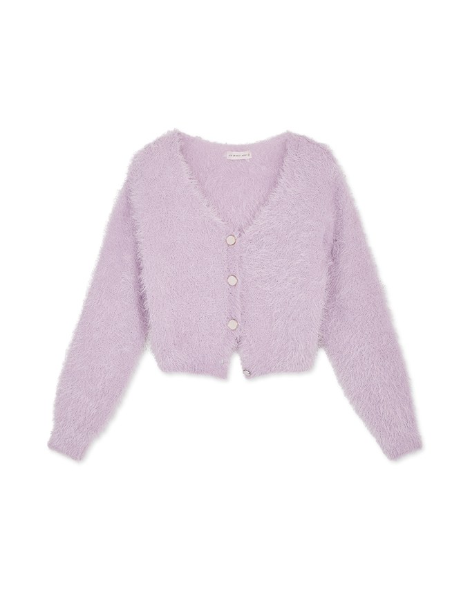 V Neck Gold Button Shoulder Padded Sweater