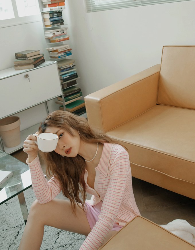 Lapel Collar Striped Button Down Crop Knit Top