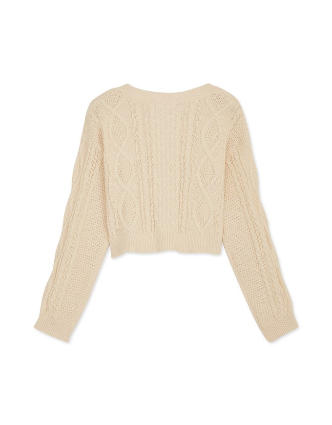 Twisted V Neck Knit Sweater