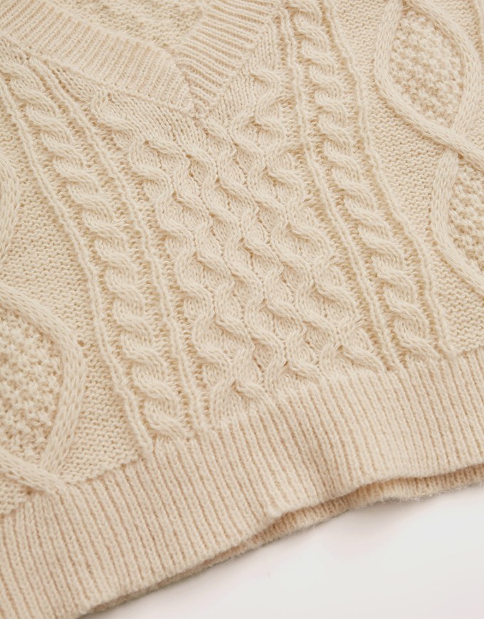 Twisted V Neck Knit Sweater
