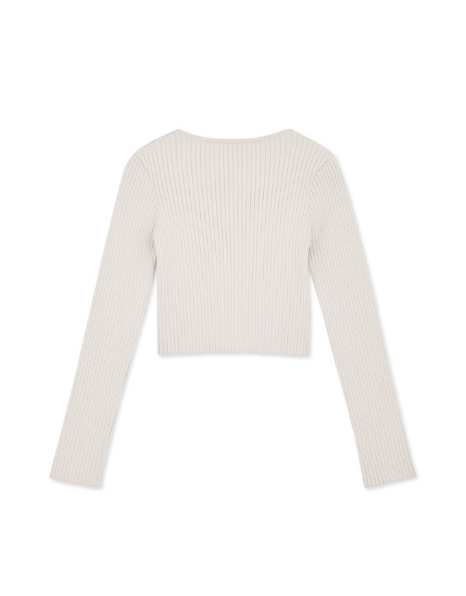 U Collar Slit Knit Short Version Of The Blouse Shirt