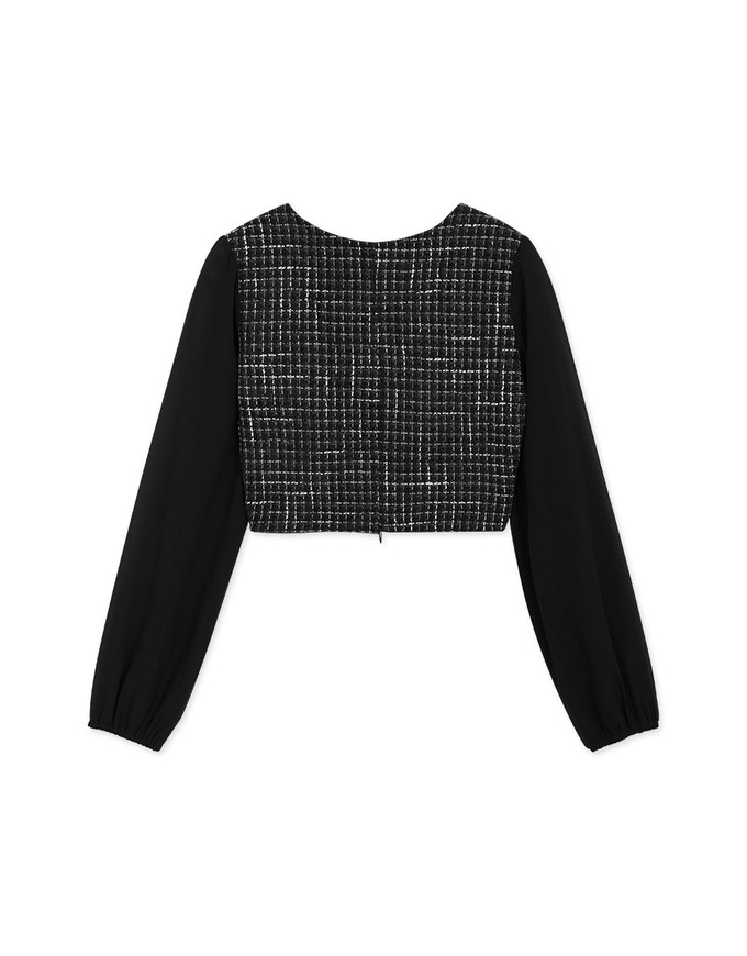 Chic Round Button Long-Sleeved Top