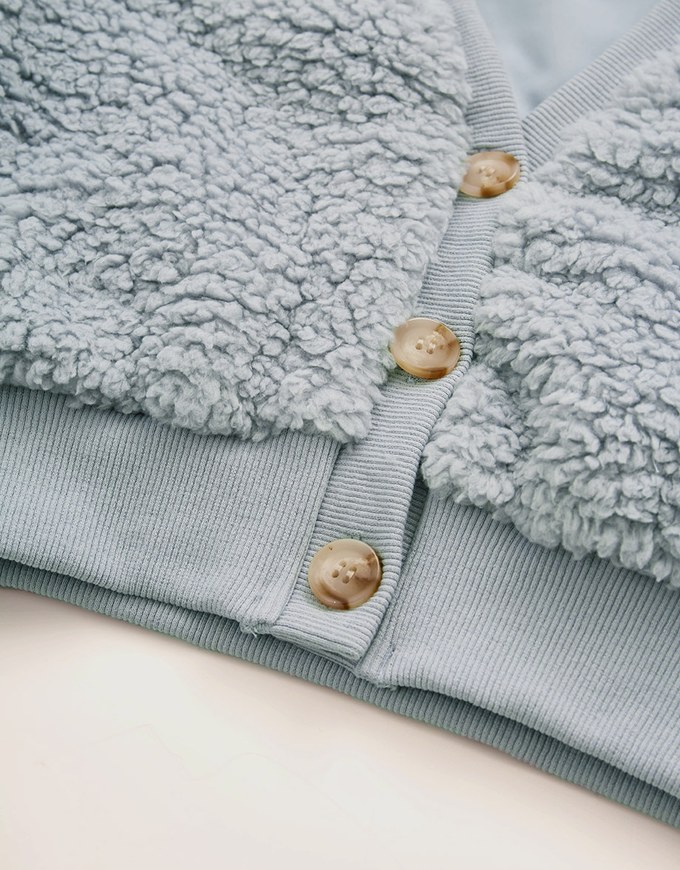V-Neck Button-Down Crop Loose Top