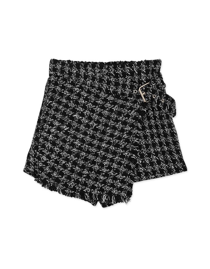 Chic Style Tweed Buckled Skirt