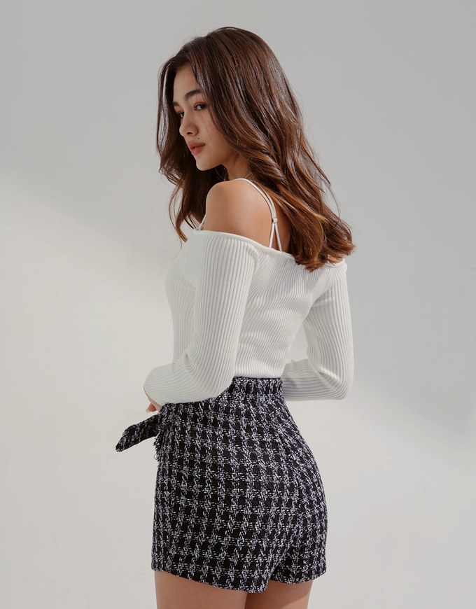 Chic Style Tweed Buckled Skirt