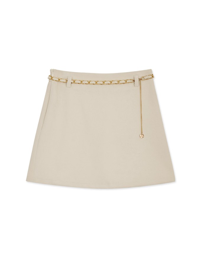 Tweed Gold Chain A-Line Skirt (With Belt)