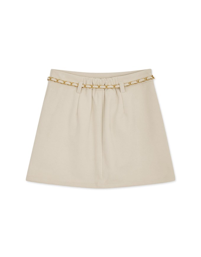 Tweed Gold Chain A-Line Skirt (With Belt)